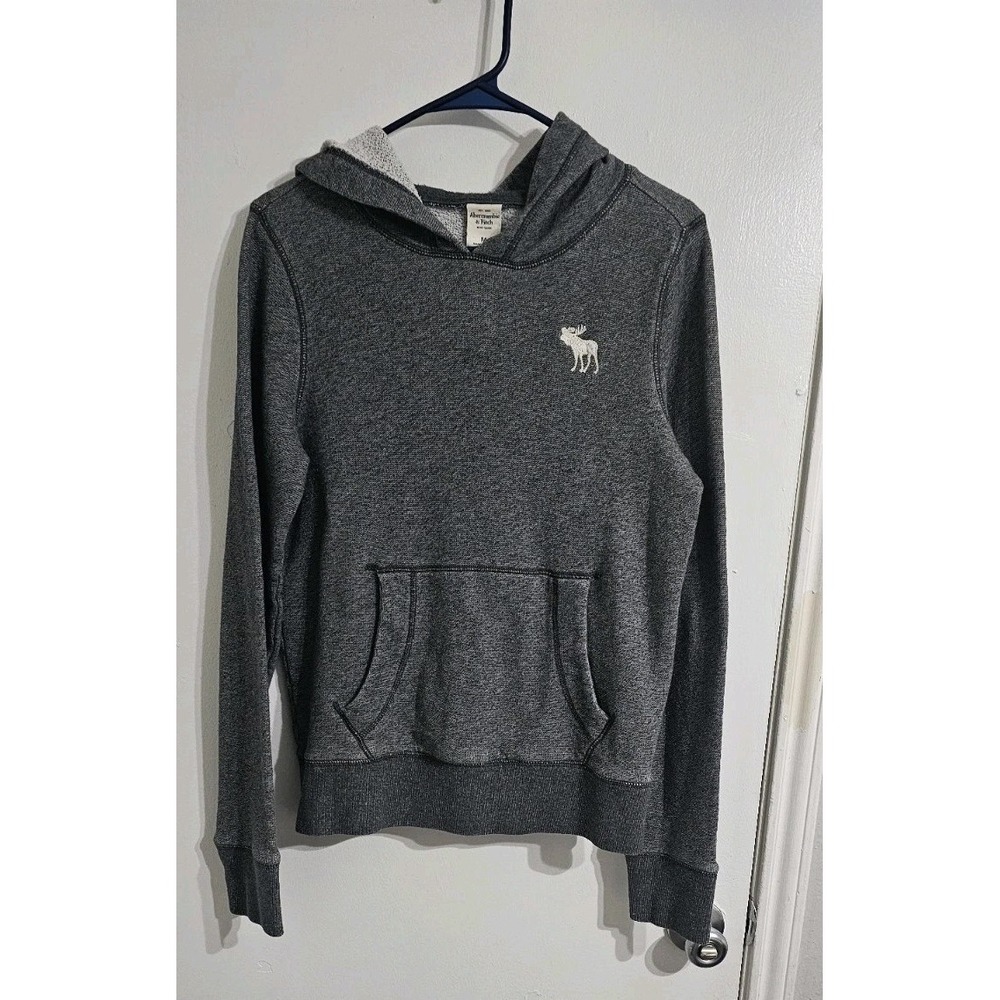 Abercrombie & Fitch Womens Sweatshirt Medium Gray Moose Hoodie Casual Minimalist